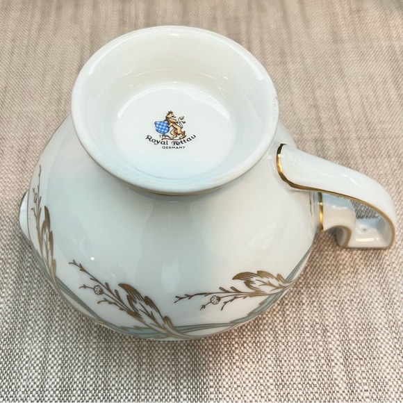 Royal Tettau Princess Blue Green Gold | Creamer & Covered Sugar Bowl Set Germany - Picture 7 of 16